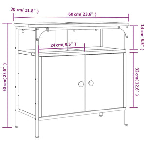 Ντουλάπι Νιπτήρα Μπάνιου Καπνιστή Δρυς 60x30x60 εκ. Επεξ. Ξύλο - Pakobazaar