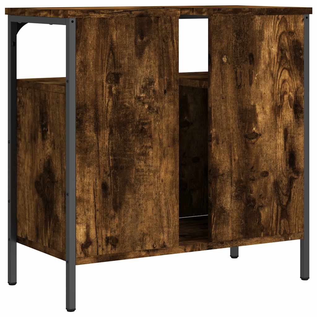 Ντουλάπι Νιπτήρα Μπάνιου Καπνιστή Δρυς 60x30x60 εκ. Επεξ. Ξύλο - Pakobazaar