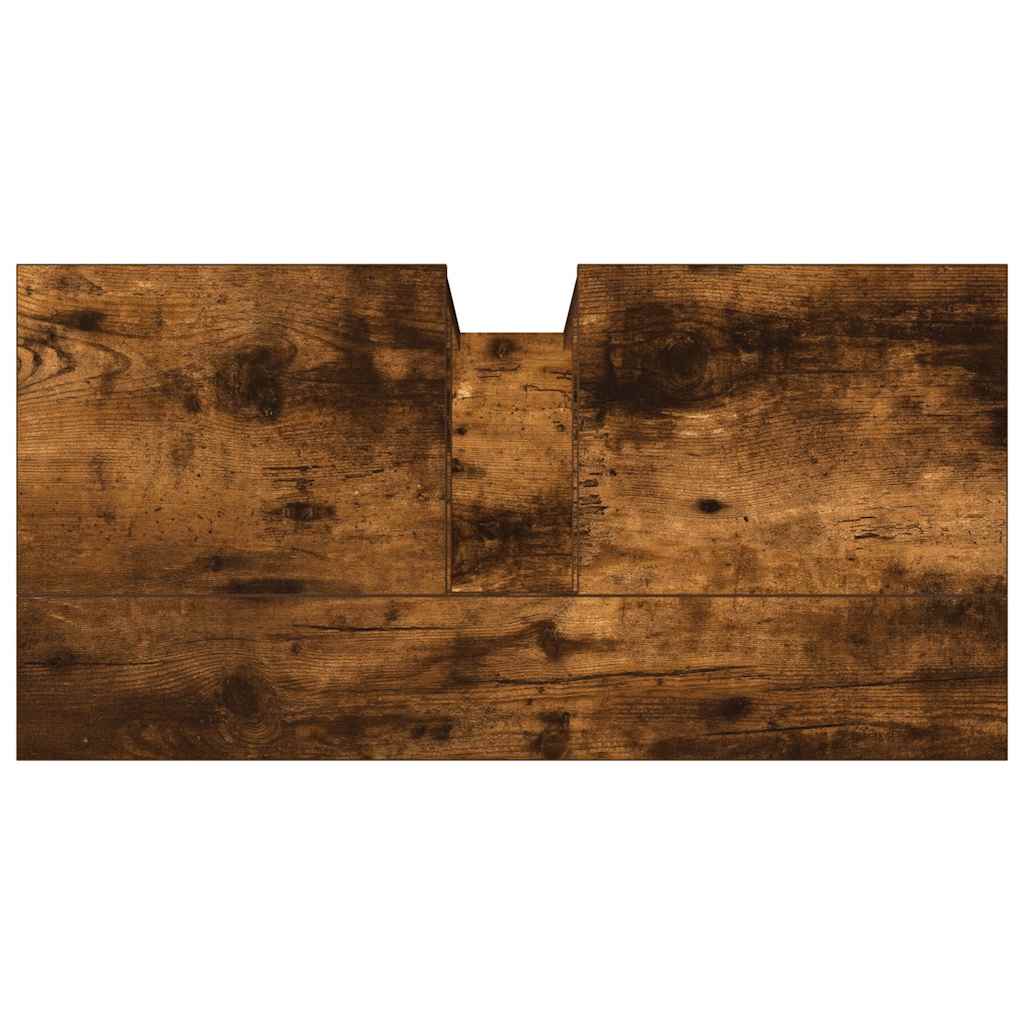 Ντουλάπι Νιπτήρα Μπάνιου Καπνιστή Δρυς 60x30x60 εκ. Επεξ. Ξύλο - Pakobazaar