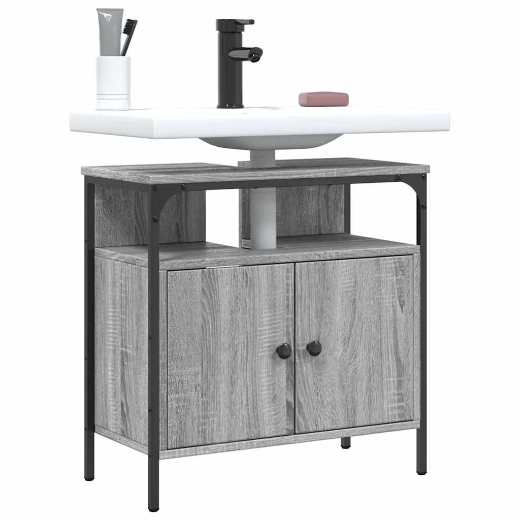 Ντουλάπι Νιπτήρα Μπάνιου Γκρι Sonoma 60x30x60 εκ. Επεξ. Ξύλο