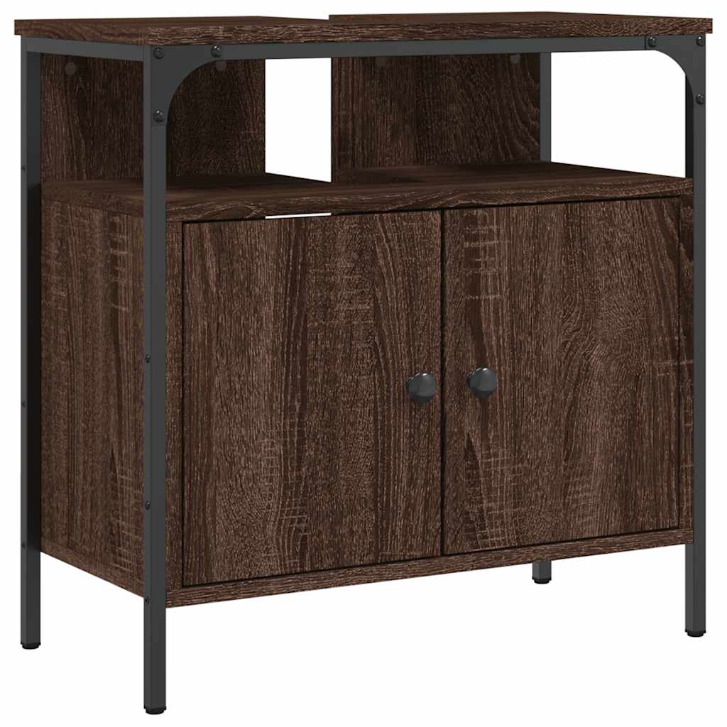 Ντουλάπι Νιπτήρα Μπάνιου Καφέ Δρυς 60x30x60 εκ. Επεξ. Ξύλο