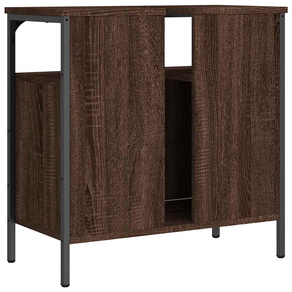 Ντουλάπι Νιπτήρα Μπάνιου Καφέ Δρυς 60x30x60 εκ. Επεξ. Ξύλο