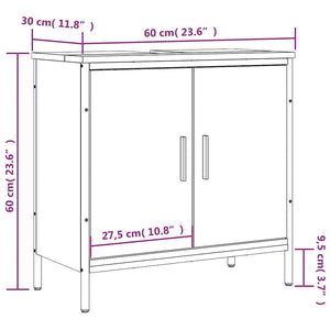 Ντουλάπι Νιπτήρα Μπάνιου Sonoma Δρυς 60x30x60 εκ. Επεξ. Ξύλο