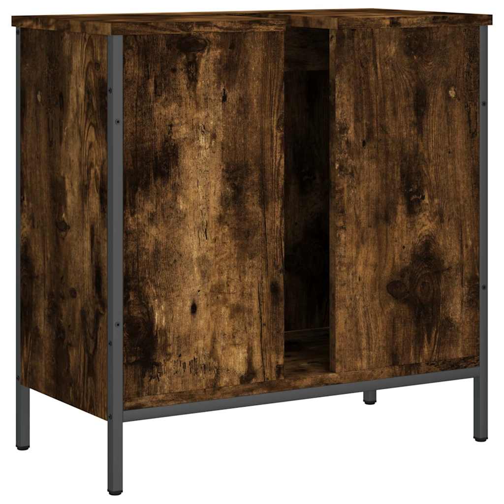 Ντουλάπι Νιπτήρα Μπάνιου Καπνιστή Δρυς 60x30x60 εκ. Επεξ. Ξύλο - Pakobazaar