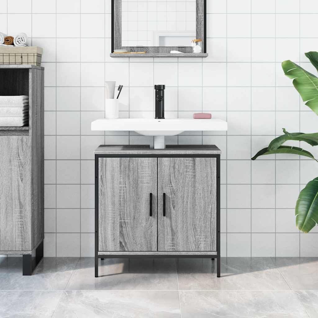 Ντουλάπι Νιπτήρα Μπάνιου Γκρι Sonoma 60x30x60 εκ. Επεξ. Ξύλο