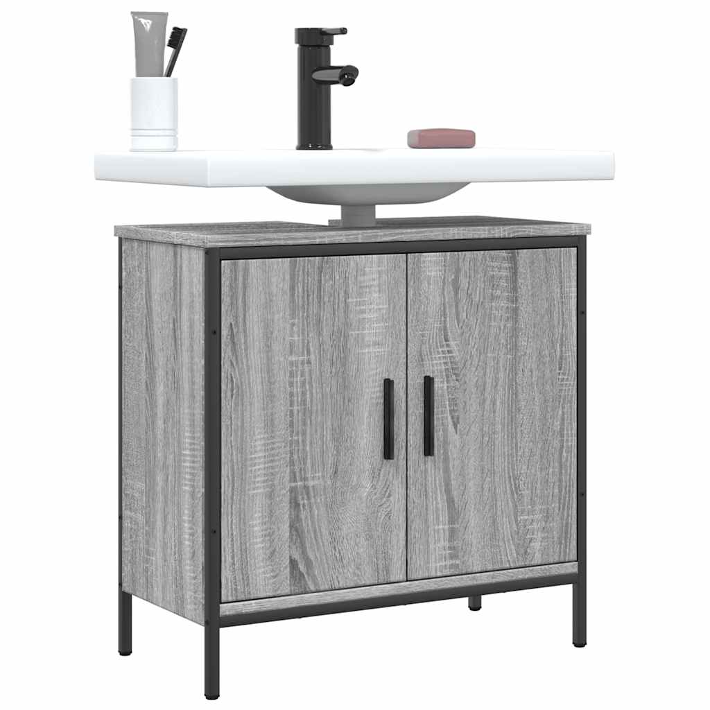 Ντουλάπι Νιπτήρα Μπάνιου Γκρι Sonoma 60x30x60 εκ. Επεξ. Ξύλο