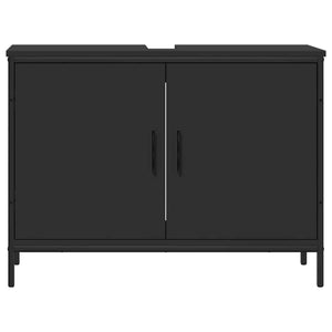 Ντουλάπι Νιπτήρα Μπάνιου Μαύρο 80x30x60 εκ. Επεξεργασμένο Ξύλο - Pakobazaar