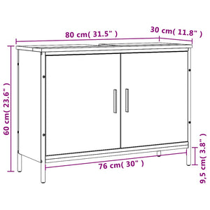 Ντουλάπι Νιπτήρα Μπάνιου Sonoma Δρυς 80x30x60 εκ. Επεξ. Ξύλο