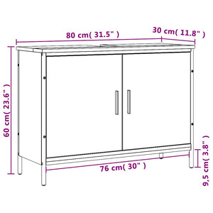 Ντουλάπι Νιπτήρα Μπάνιου Γκρι Sonoma 80x30x60 εκ. Επεξ. Ξύλο