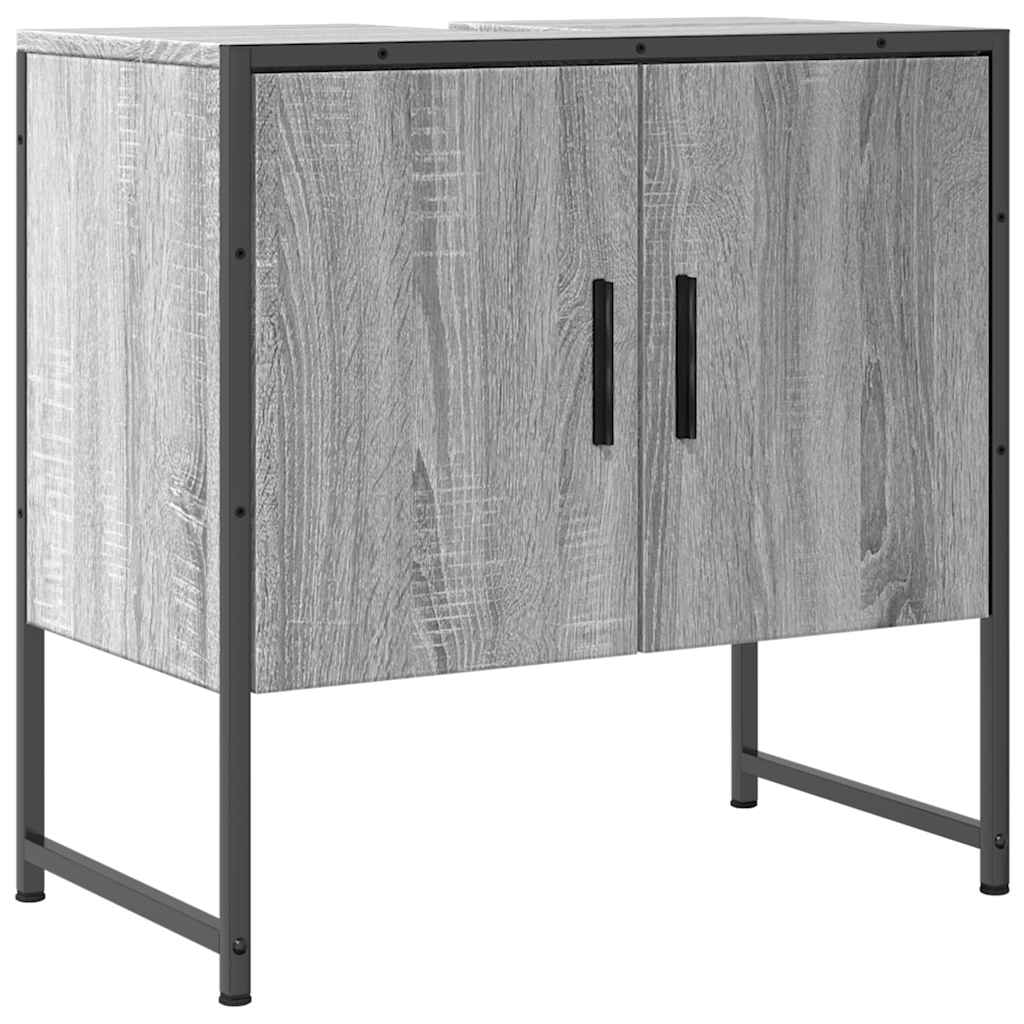 Ντουλάπι Νιπτήρα Μπάνιου Γκρι Sonoma 60x33x60 εκ. Επεξ. Ξύλο