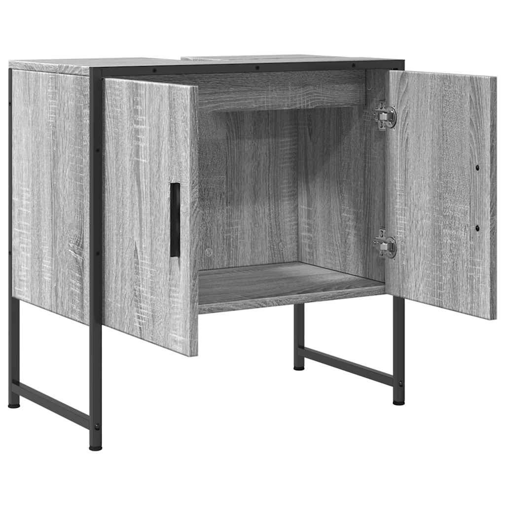 Ντουλάπι Νιπτήρα Μπάνιου Γκρι Sonoma 60x33x60 εκ. Επεξ. Ξύλο