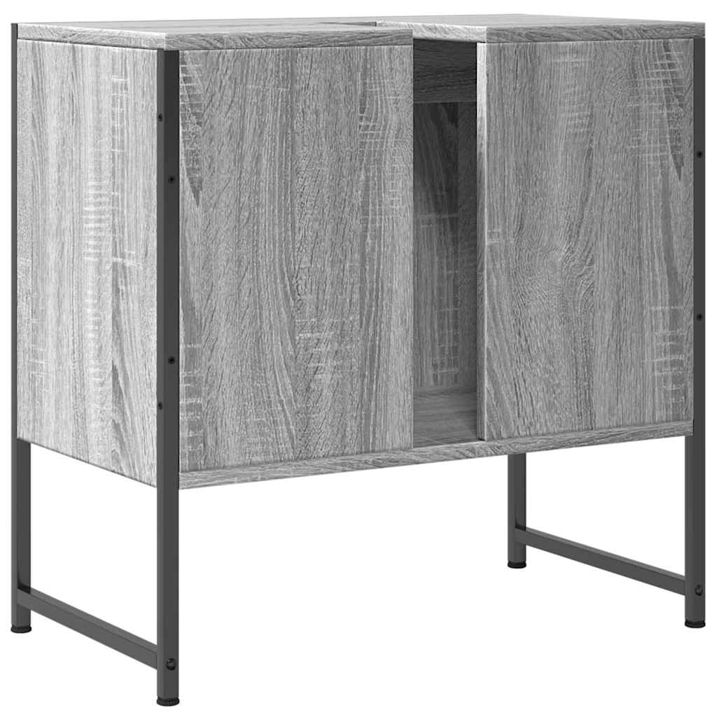 Ντουλάπι Νιπτήρα Μπάνιου Γκρι Sonoma 60x33x60 εκ. Επεξ. Ξύλο