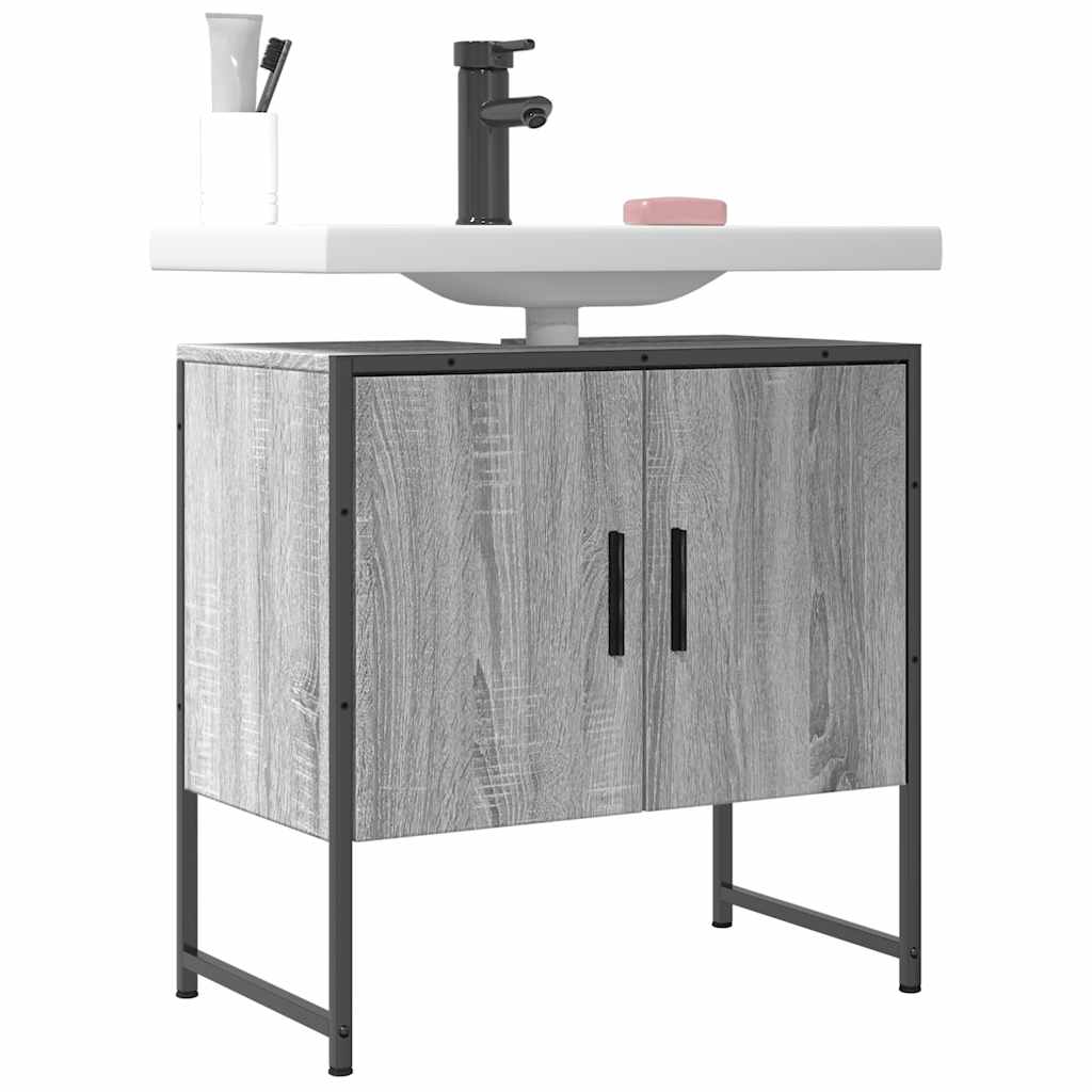 Ντουλάπι Νιπτήρα Μπάνιου Γκρι Sonoma 60x33x60 εκ. Επεξ. Ξύλο
