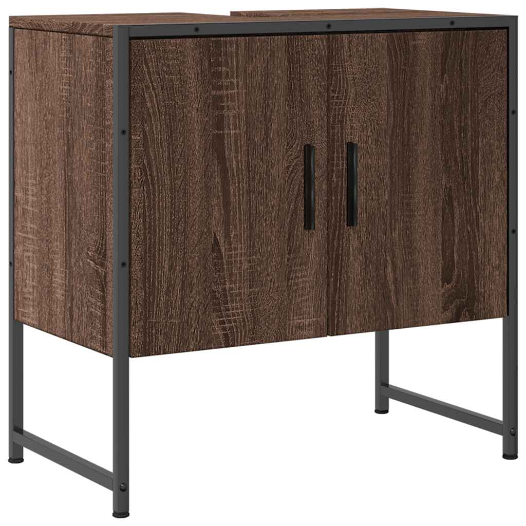 Ντουλάπι Νιπτήρα Μπάνιου Καφέ Δρυς 60x33x60 εκ. Επεξ. Ξύλο - Pakobazaar