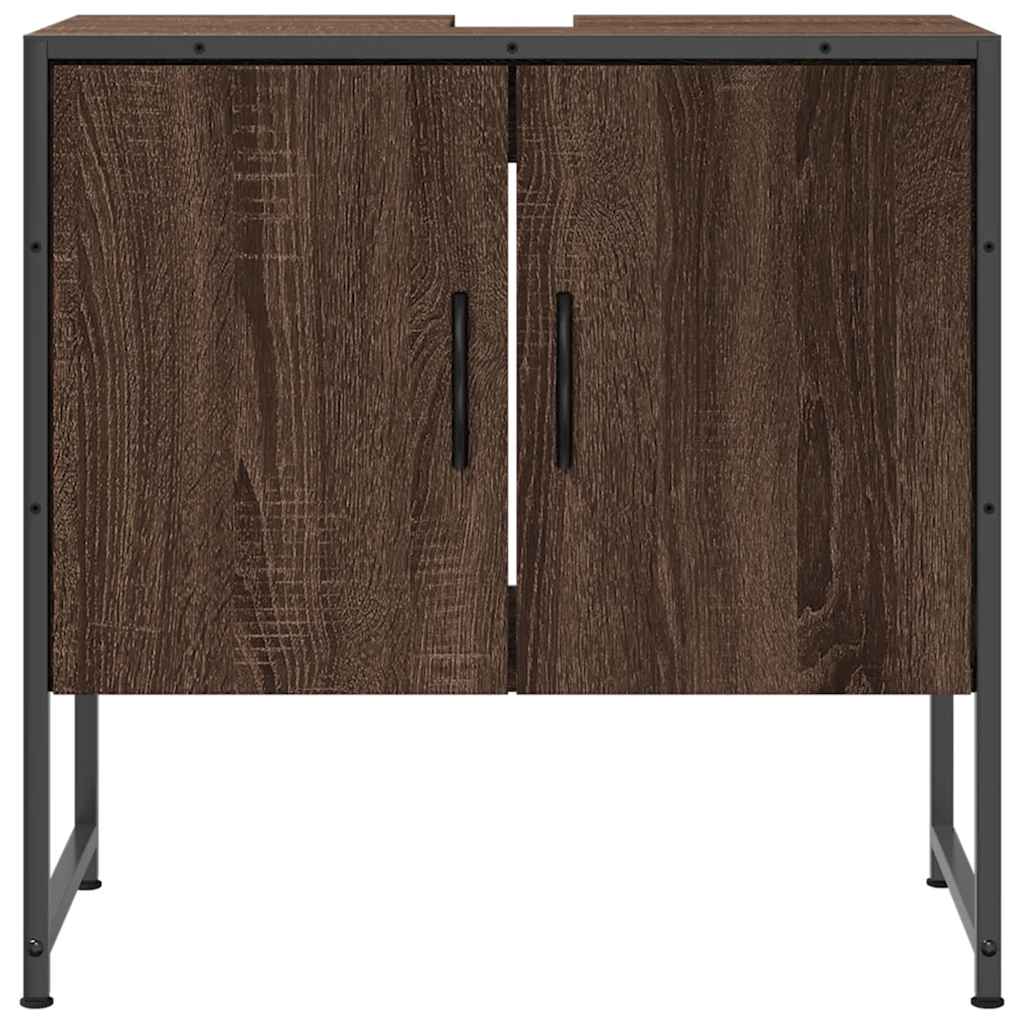 Ντουλάπι Νιπτήρα Μπάνιου Καφέ Δρυς 60x33x60 εκ. Επεξ. Ξύλο - Pakobazaar