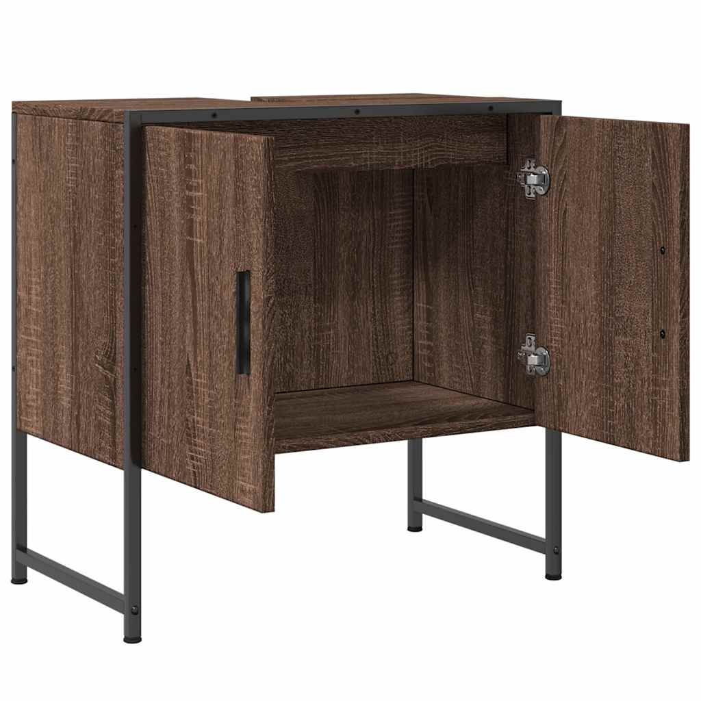 Ντουλάπι Νιπτήρα Μπάνιου Καφέ Δρυς 60x33x60 εκ. Επεξ. Ξύλο - Pakobazaar