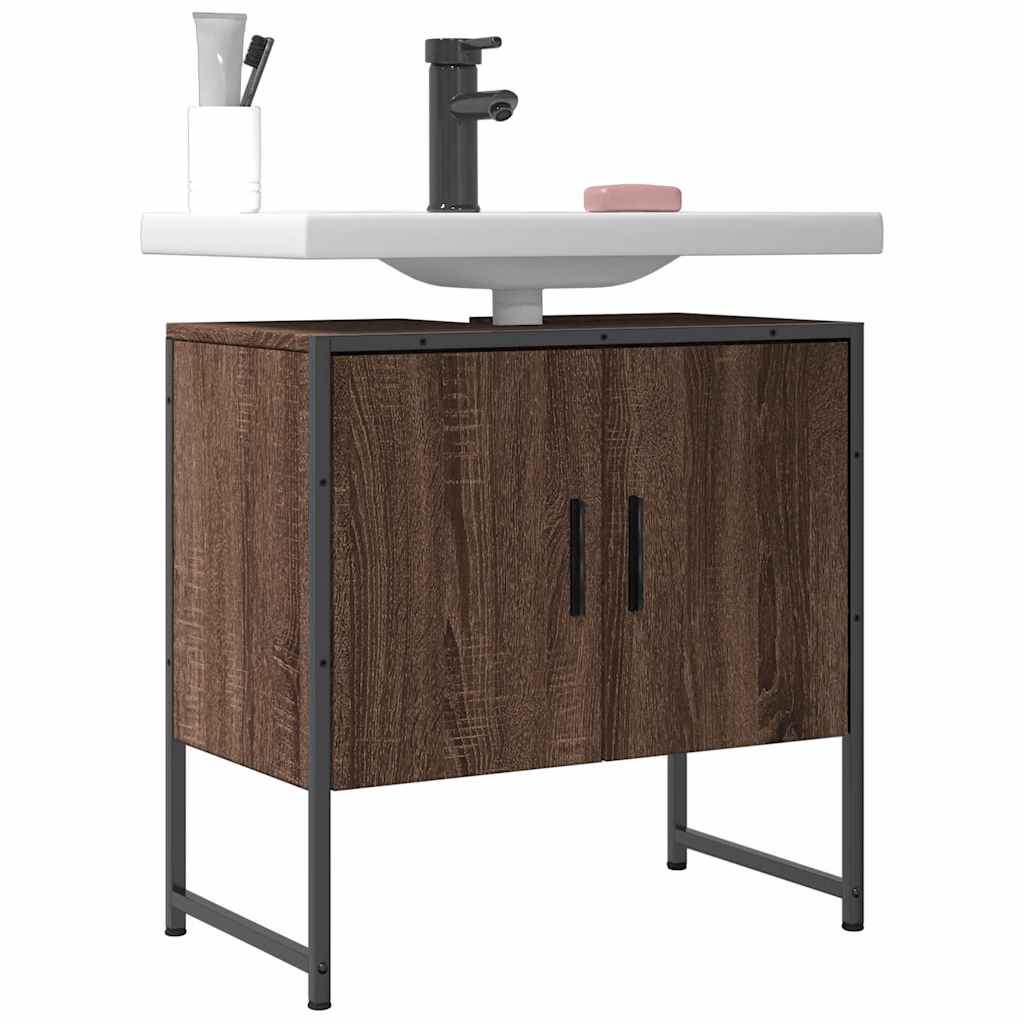 Ντουλάπι Νιπτήρα Μπάνιου Καφέ Δρυς 60x33x60 εκ. Επεξ. Ξύλο - Pakobazaar