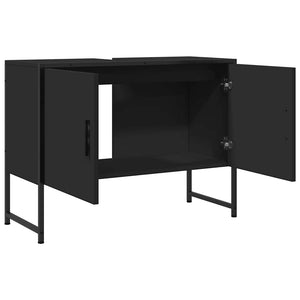Ντουλάπι Μπάνιου Νιπτήρα Μαύρο 80 x 33 x 60 εκ. Επεξ. Ξύλο - Pakobazaar