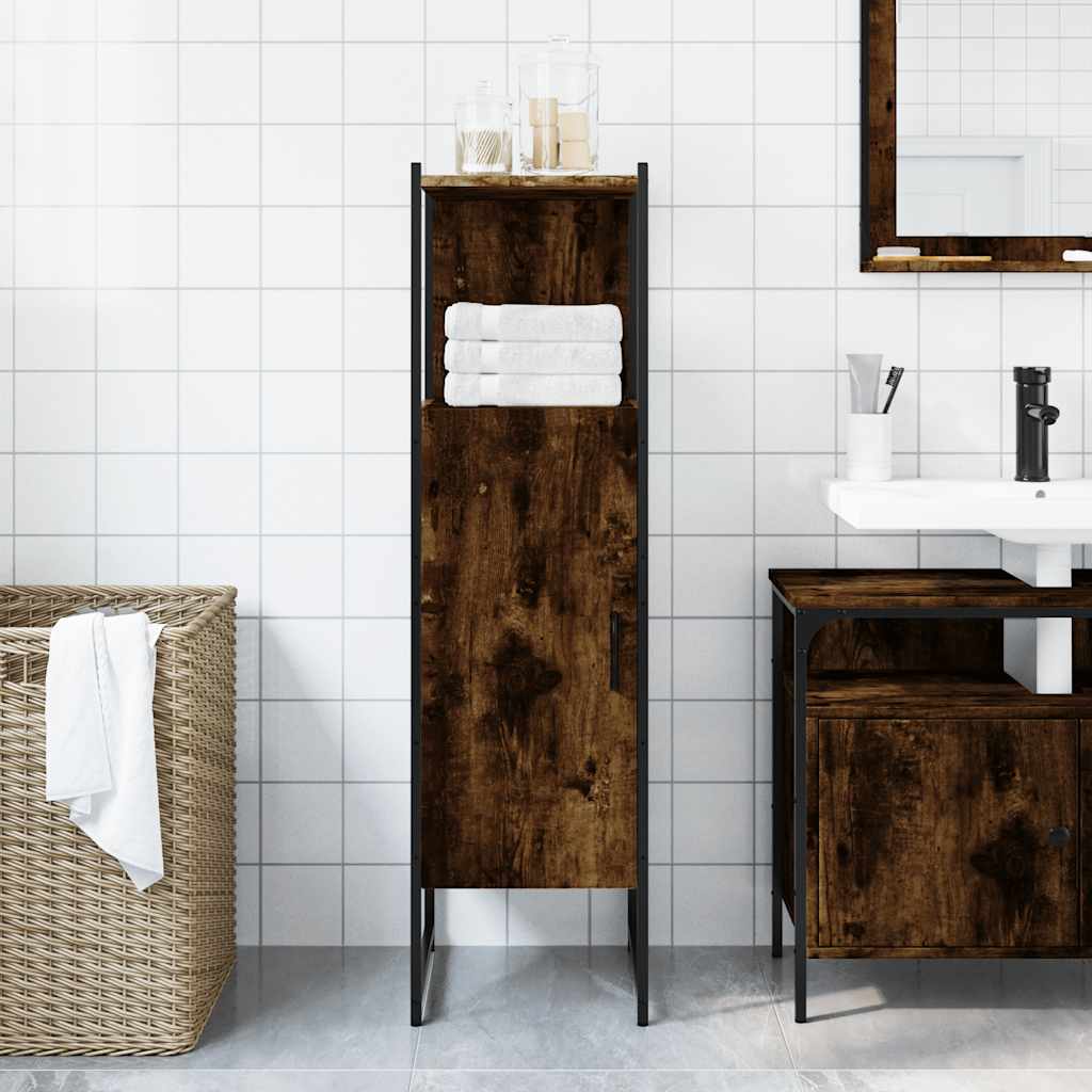 Ντουλάπι Μπάνιου Καπνιστή Δρυς 33x33x120,5 εκ. Επεξεργ. Ξύλο