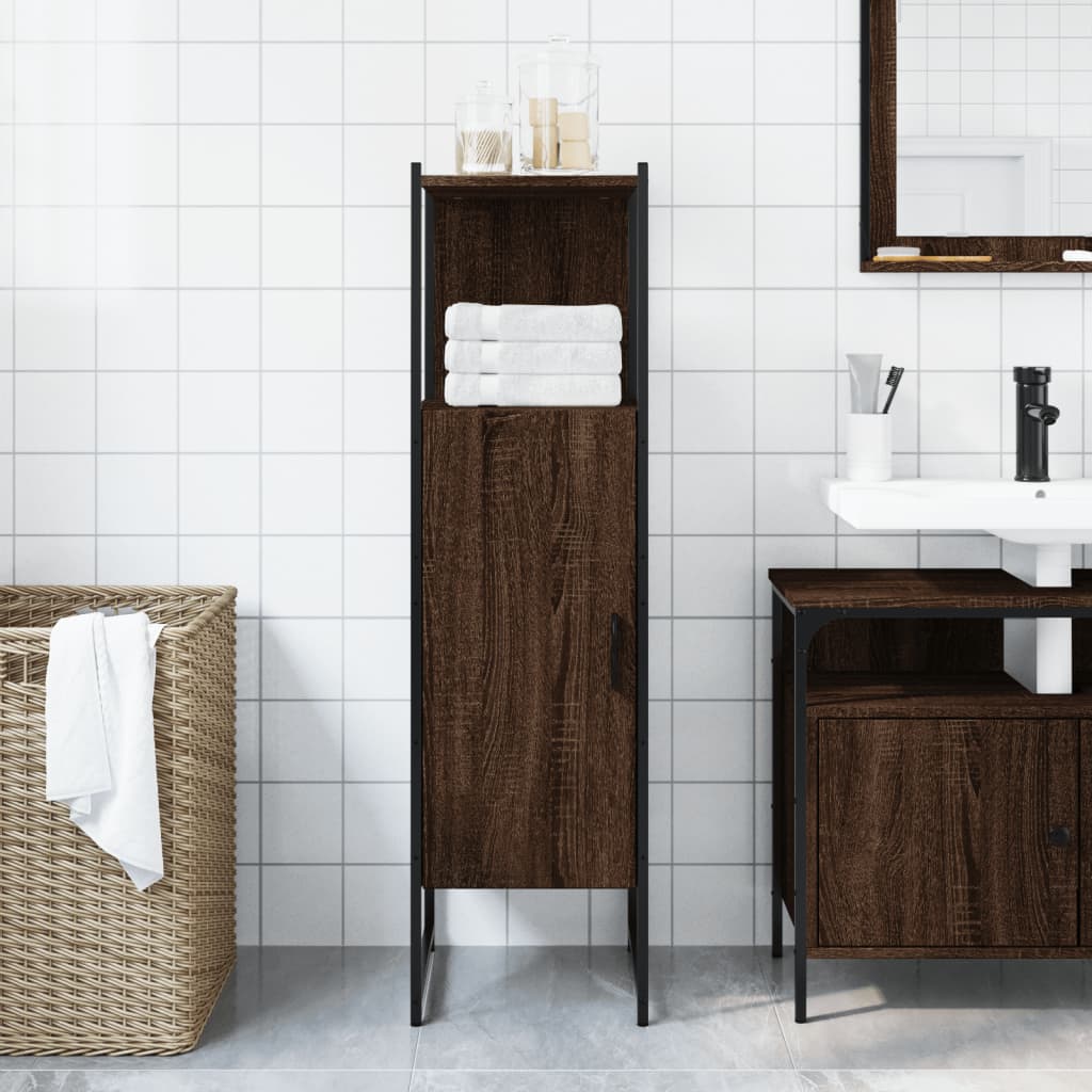 Ντουλάπι Μπάνιου Καφέ Δρυς 33x33x120,5 εκ. Επεξεργ. Ξύλο