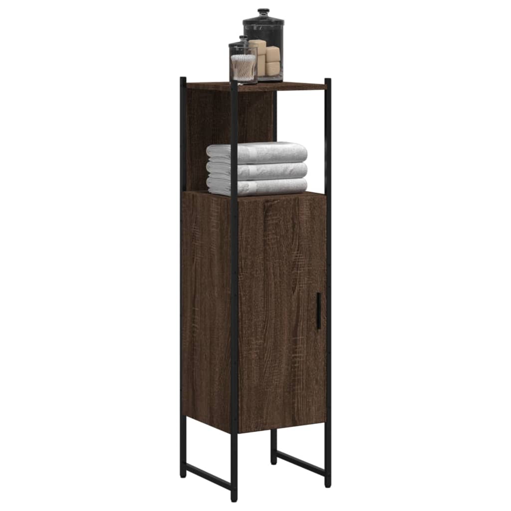 Ντουλάπι Μπάνιου Καφέ Δρυς 33x33x120,5 εκ. Επεξεργ. Ξύλο