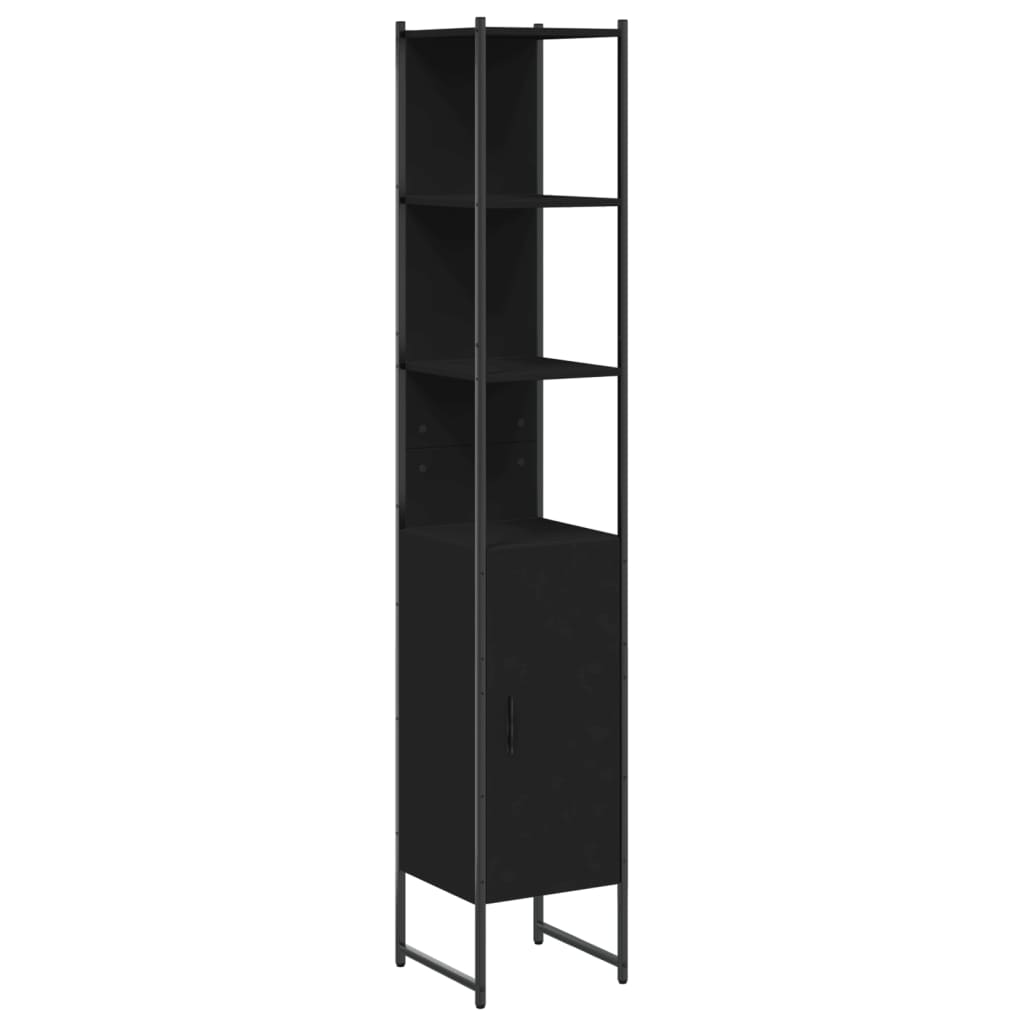 Ντουλάπι Μπάνιου Μαύρο 33 x 33 x 185,5 εκ. Επεξεργασμένο Ξύλο