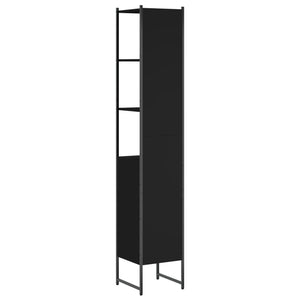 Ντουλάπι Μπάνιου Μαύρο 33 x 33 x 185,5 εκ. Επεξεργασμένο Ξύλο