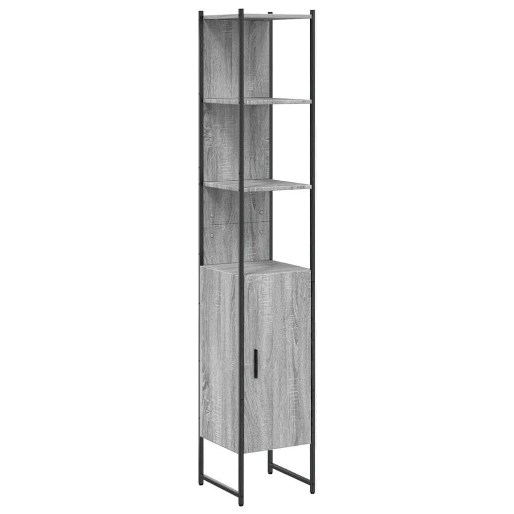 Ντουλάπι Μπάνιου Γκρι Sonoma 33x33x185,5 εκ. Επεξεργασμένο Ξύλο