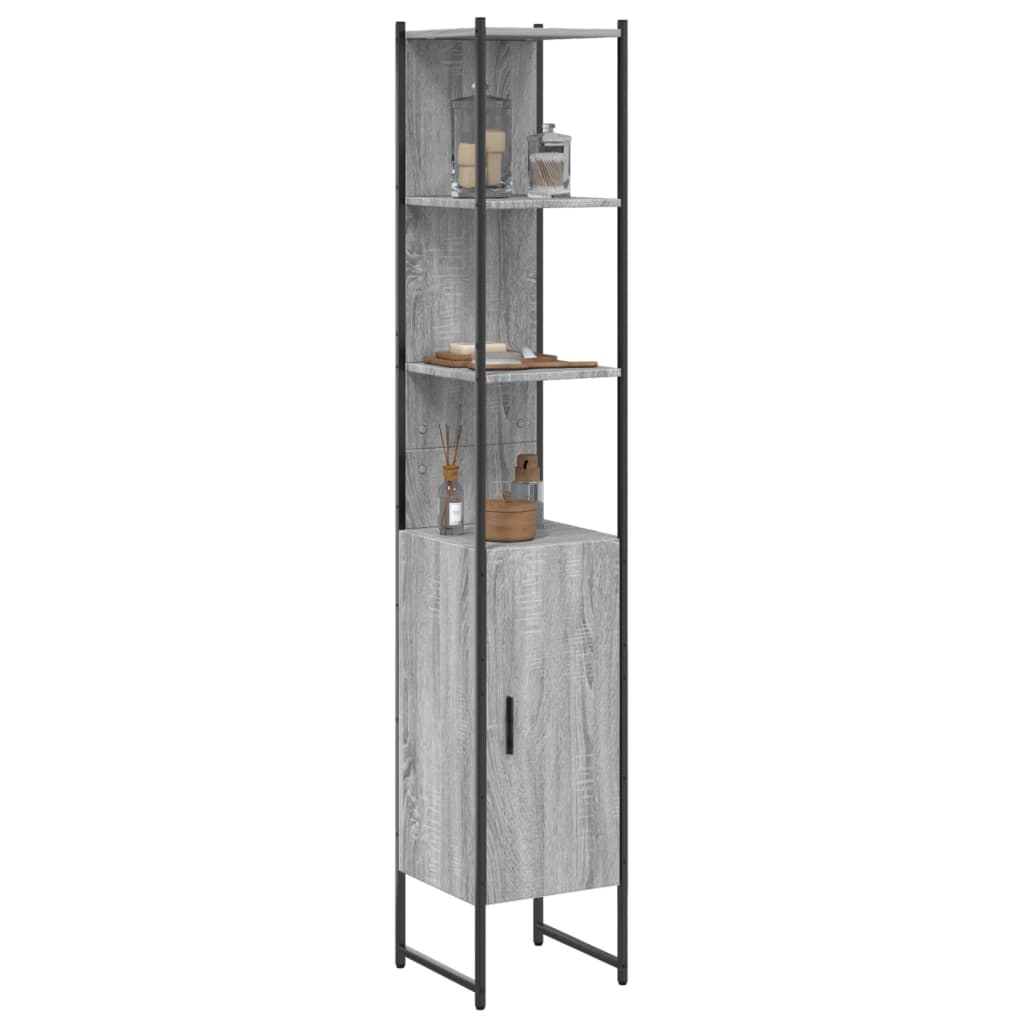 Ντουλάπι Μπάνιου Γκρι Sonoma 33x33x185,5 εκ. Επεξεργασμένο Ξύλο