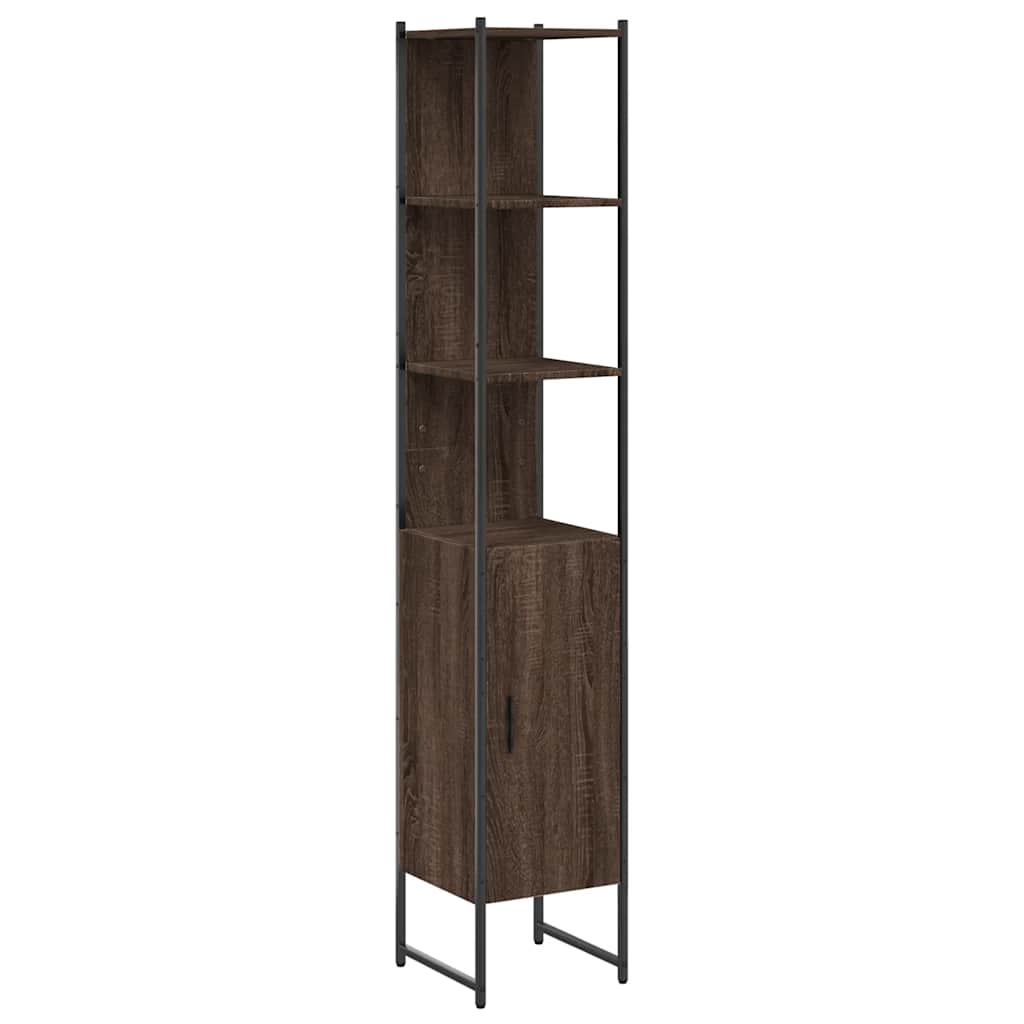 Ντουλάπι Μπάνιου Καφέ Δρυς 33x33x185,5 εκ. Επεξεργασμένο Ξύλο - Pakobazaar