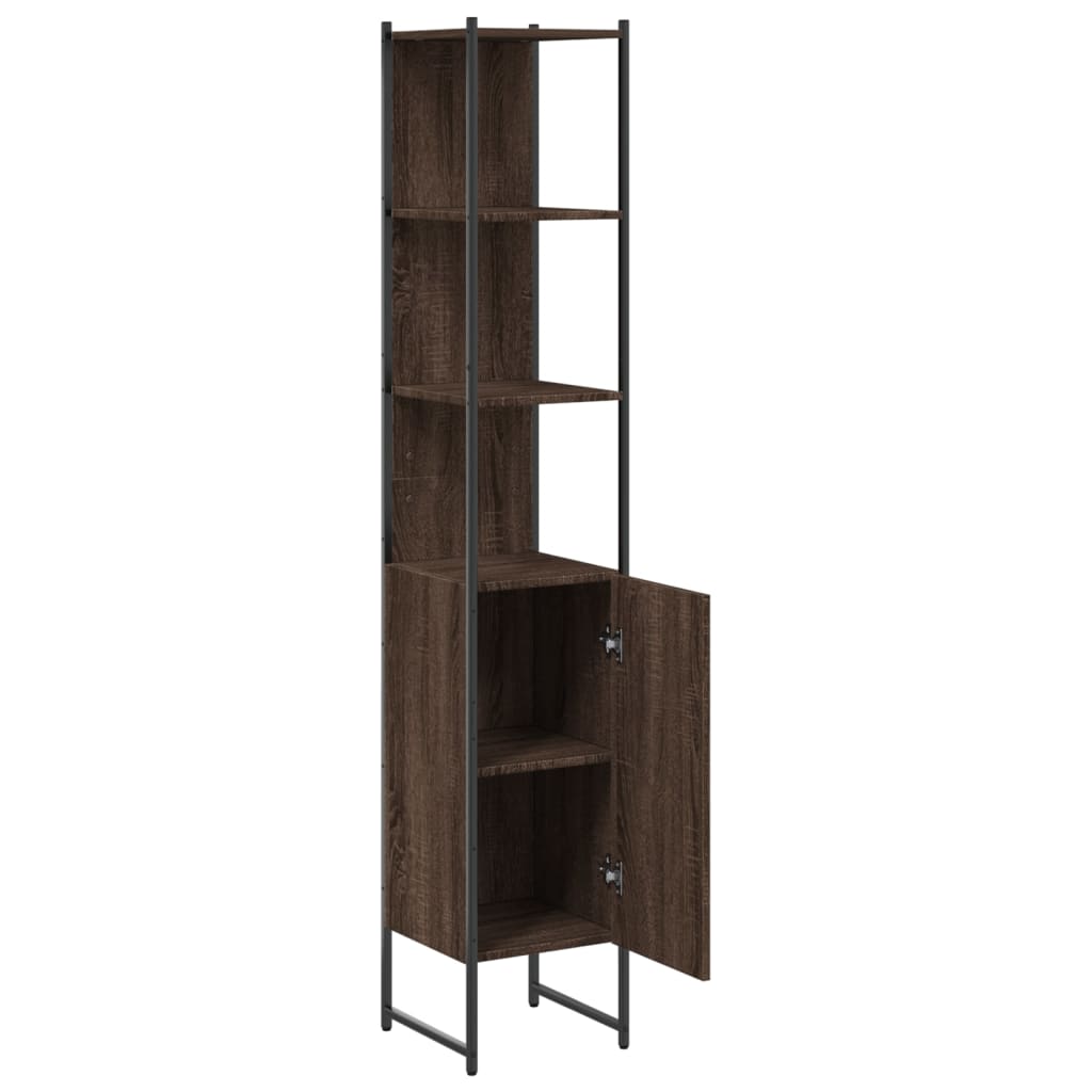 Ντουλάπι Μπάνιου Καφέ Δρυς 33x33x185,5 εκ. Επεξεργασμένο Ξύλο - Pakobazaar