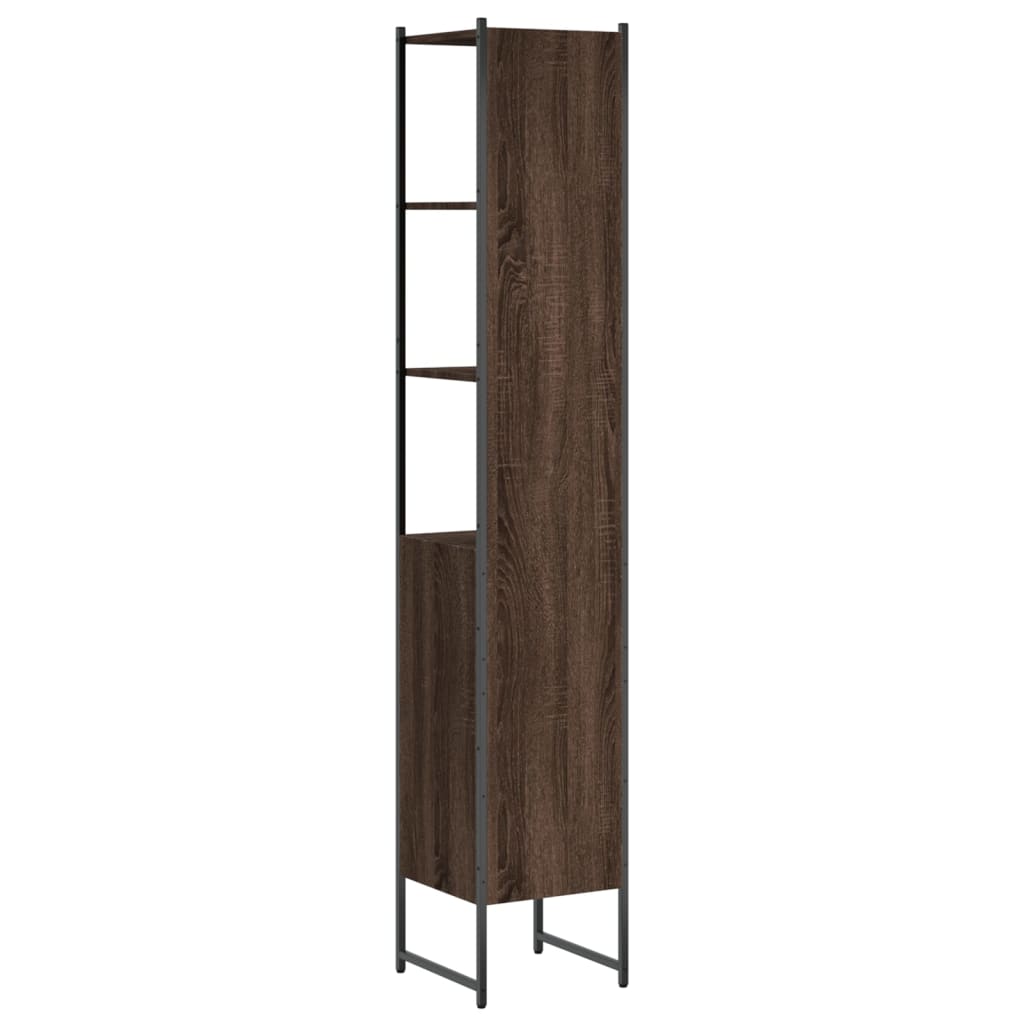 Ντουλάπι Μπάνιου Καφέ Δρυς 33x33x185,5 εκ. Επεξεργασμένο Ξύλο - Pakobazaar