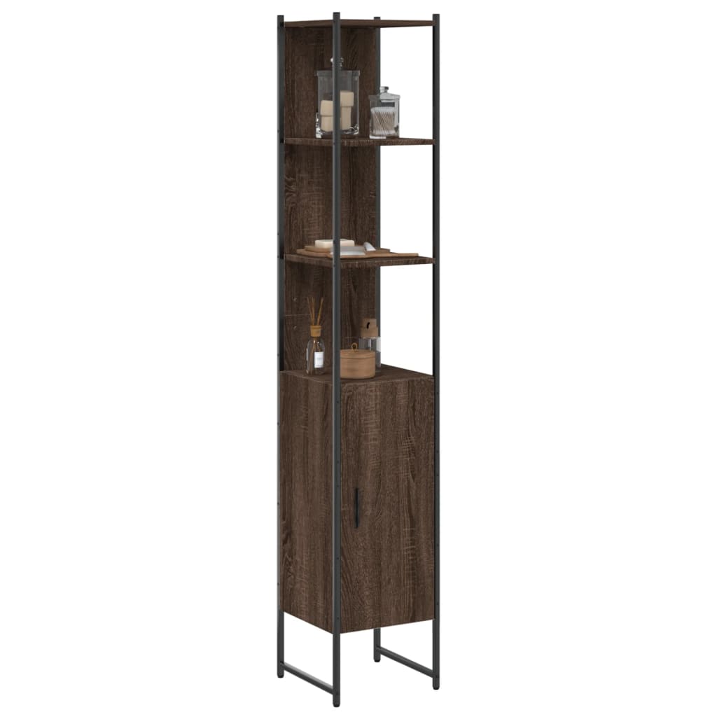 Ντουλάπι Μπάνιου Καφέ Δρυς 33x33x185,5 εκ. Επεξεργασμένο Ξύλο - Pakobazaar