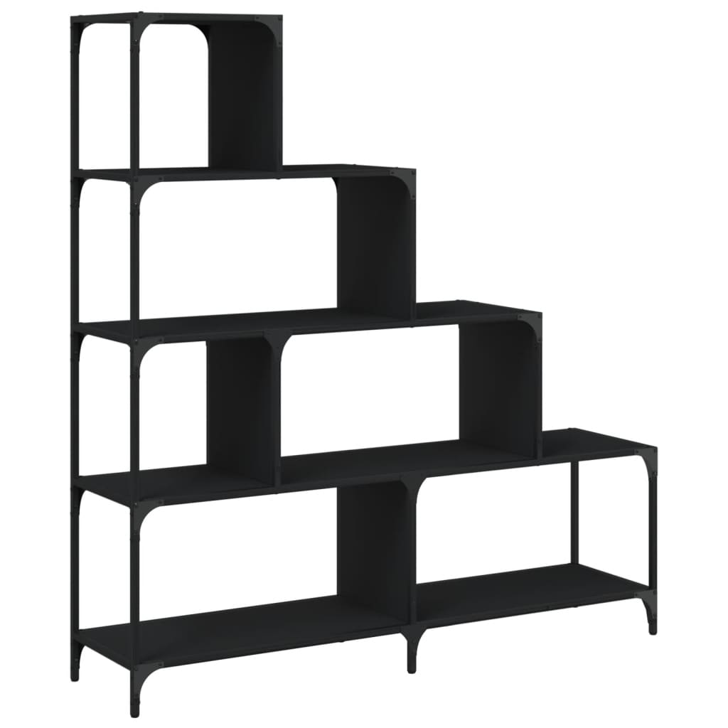 Βιβλιοθήκη Σκάλα 4 Ράφια Μαύρη 139x33,5x149 εκ. Επεξεργ. Ξύλο