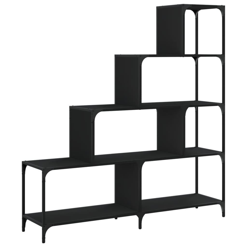 Βιβλιοθήκη Σκάλα 4 Ράφια Μαύρη 139x33,5x149 εκ. Επεξεργ. Ξύλο