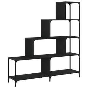 Βιβλιοθήκη Σκάλα 4 Ράφια Μαύρη 139x33,5x149 εκ. Επεξεργ. Ξύλο