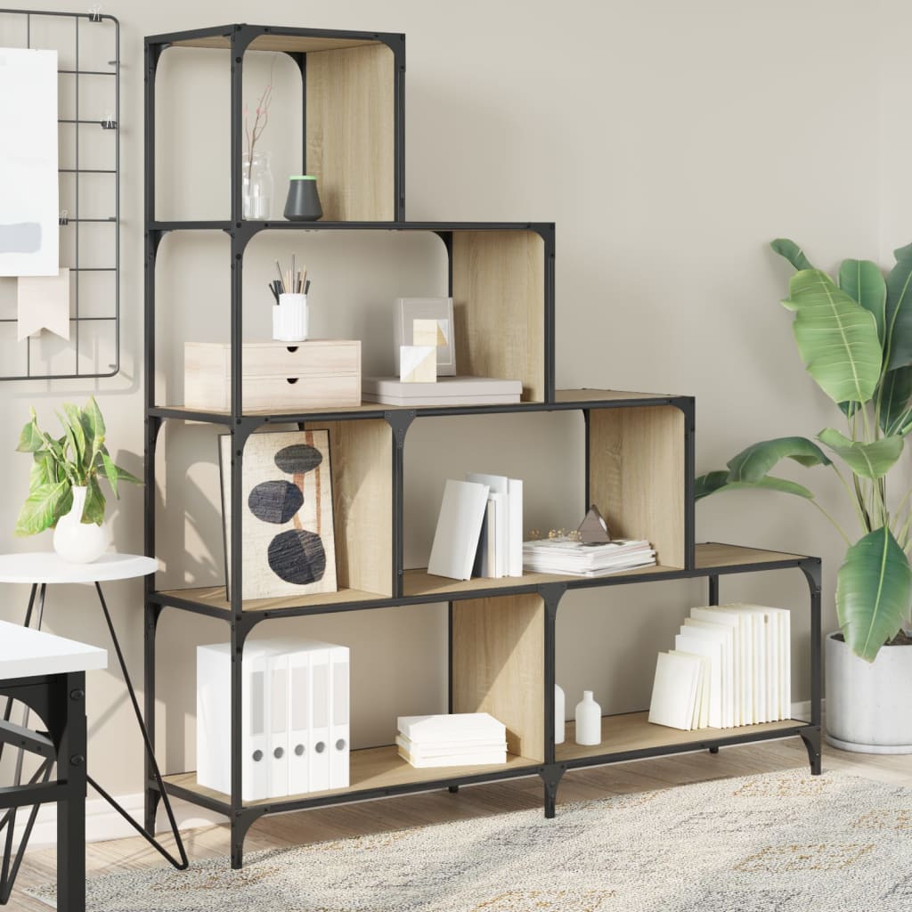 Βιβλιοθήκη Σκάλα 4 Ράφια Sonoma Δρυς 139x33,5x149 εκ Επεξ. Ξύλο