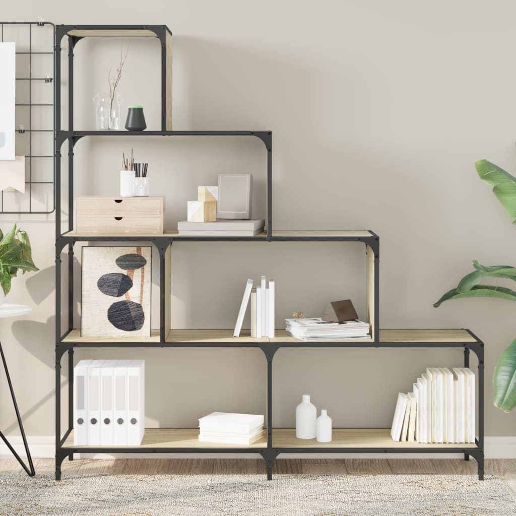 Βιβλιοθήκη Σκάλα 4 Ράφια Sonoma Δρυς 139x33,5x149 εκ Επεξ. Ξύλο