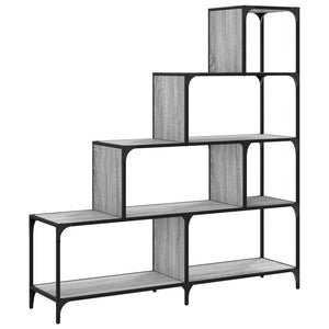Βιβλιοθήκη Σκάλα 4 Ράφια Γκρι Sonoma 139x33,5x149 εκ Επεξ. Ξύλο - Pakobazaar