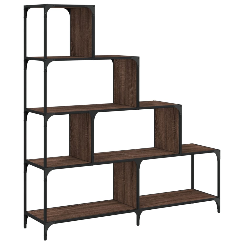 Βιβλιοθήκη Σκάλα 4 Ράφια Καφέ 139x33,5x149 εκ. Επεξ. Ξύλο