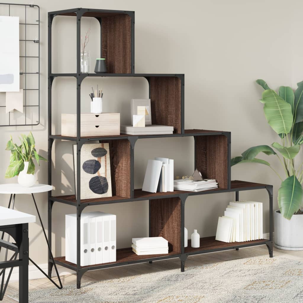 Βιβλιοθήκη Σκάλα 4 Ράφια Καφέ 139x33,5x149 εκ. Επεξ. Ξύλο