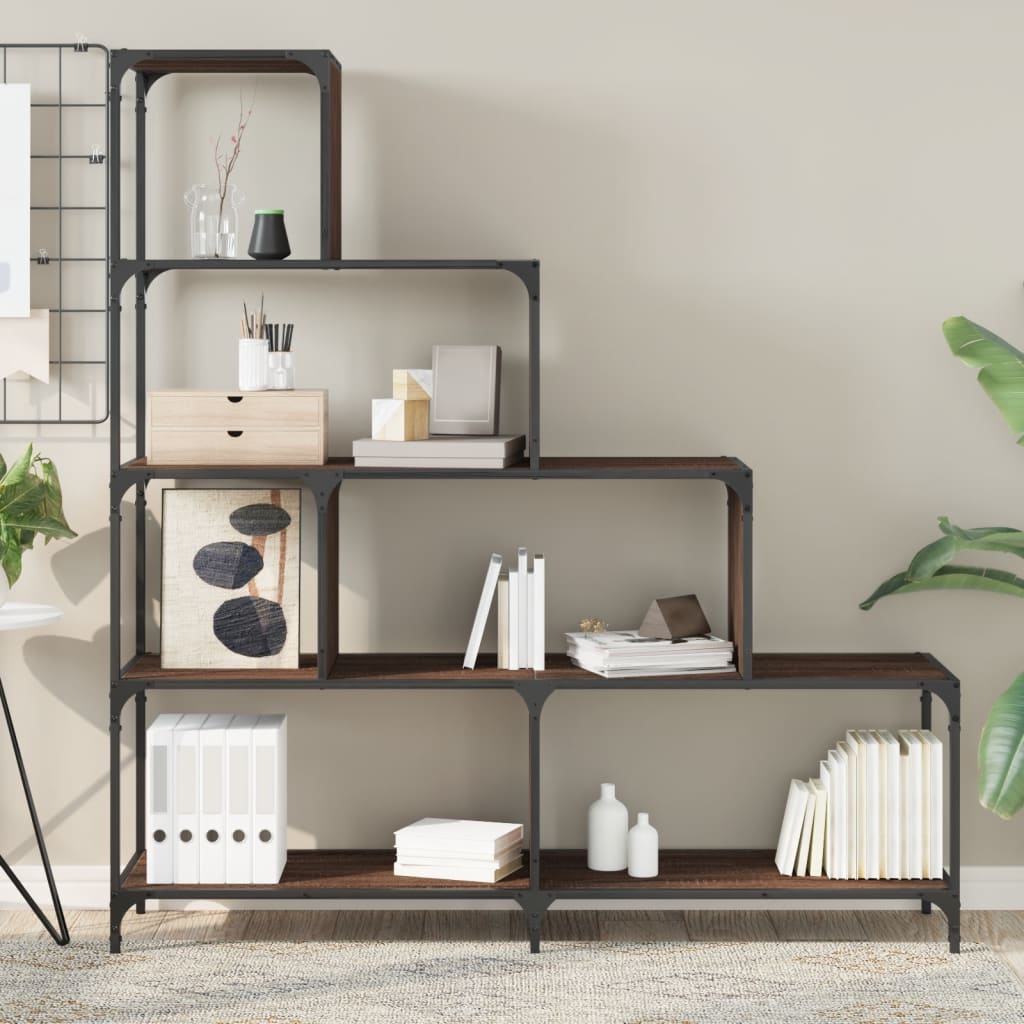Βιβλιοθήκη Σκάλα 4 Ράφια Καφέ 139x33,5x149 εκ. Επεξ. Ξύλο