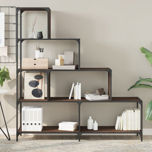 Βιβλιοθήκη Σκάλα 4 Ράφια Καφέ 139x33,5x149 εκ. Επεξ. Ξύλο