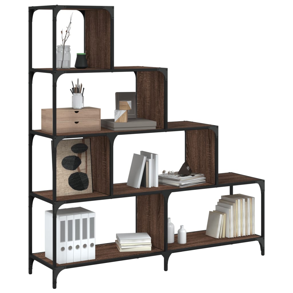Βιβλιοθήκη Σκάλα 4 Ράφια Καφέ 139x33,5x149 εκ. Επεξ. Ξύλο