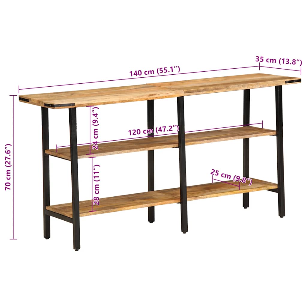 Τραπέζι Κονσόλα 140x35x70 εκ. από Μασίφ Ξύλο Μάνγκο