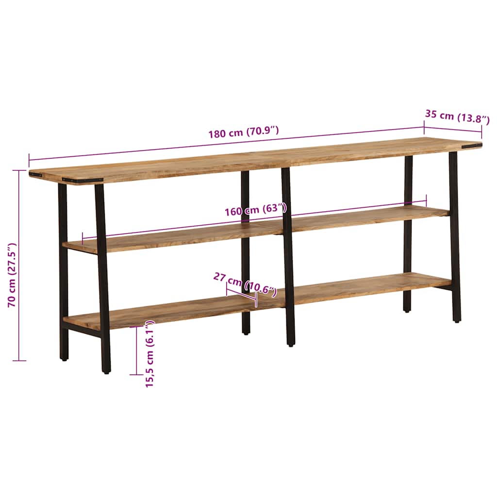 Τραπέζι Κονσόλα 180x35x70 εκ. από Μασίφ Ξύλο Μάνγκο