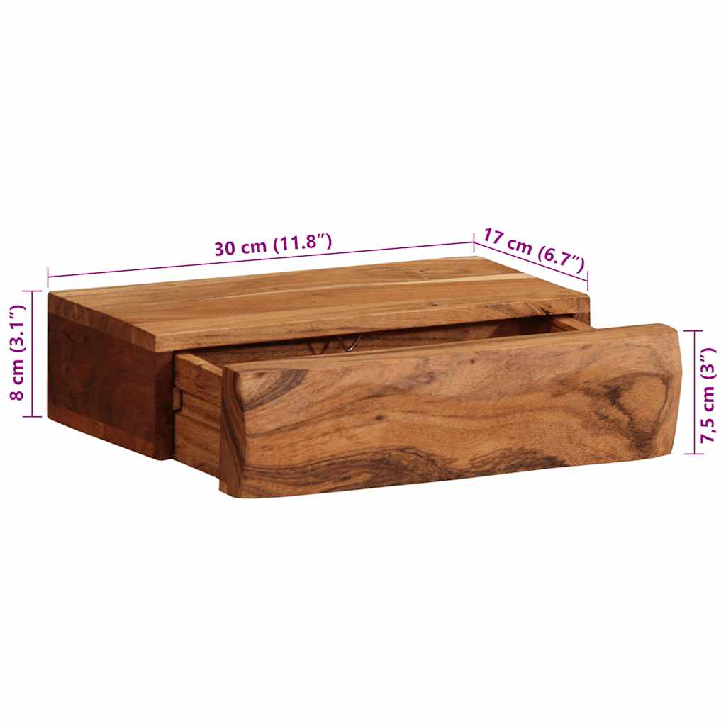 Ράφια Τοίχου 2 τεμ. 30x17x8 εκ. από Μασίφ Ξύλο Ακακίας - Pakobazaar