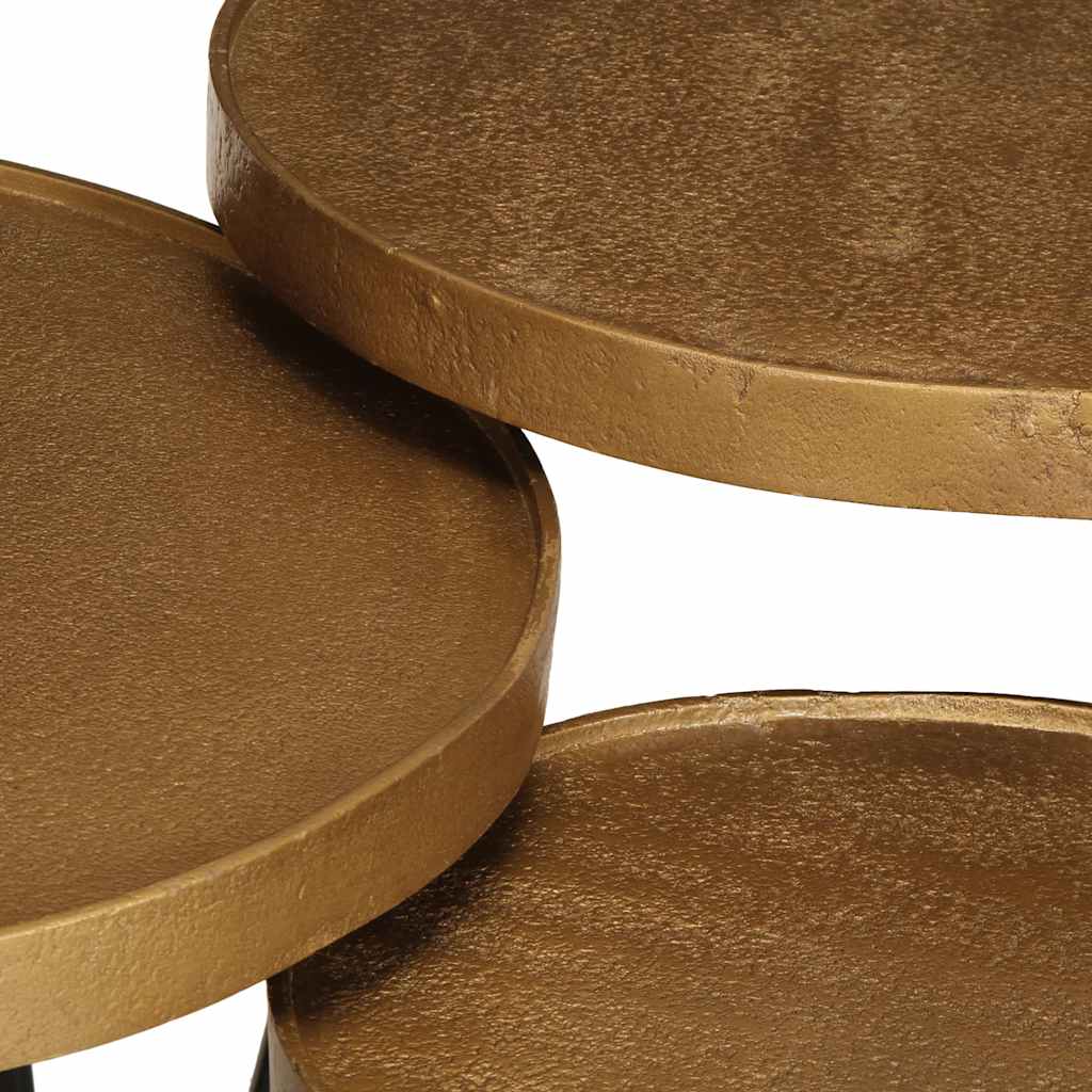 Τραπεζάκι Σαλονιού 3 τεμ. από Χρυσό Μηχανικό Ξύλο - Pakobazaar