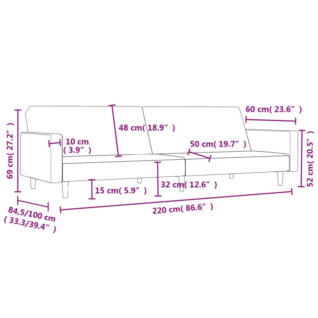Καναπές Κρεβάτι Διθέσιος Ανοιχτό Γκρι Υφασμάτινος - Pakobazaar