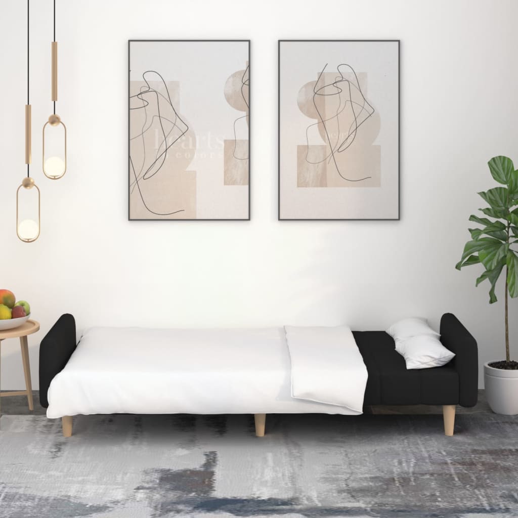 Καναπές Κρεβάτι Διθέσιος Μαύρος Υφασμάτινος - Pakobazaar